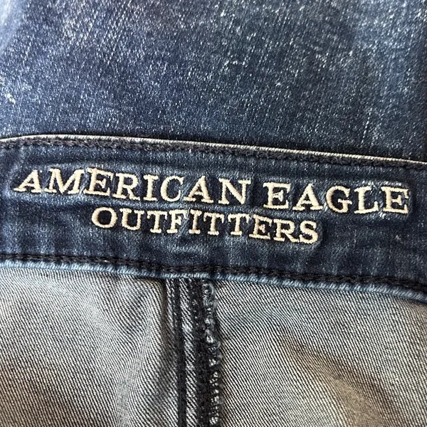 American Eagle Outfitters‎ Dark Blue Denim Mini Skirt Stretch Size 12 - Image 4