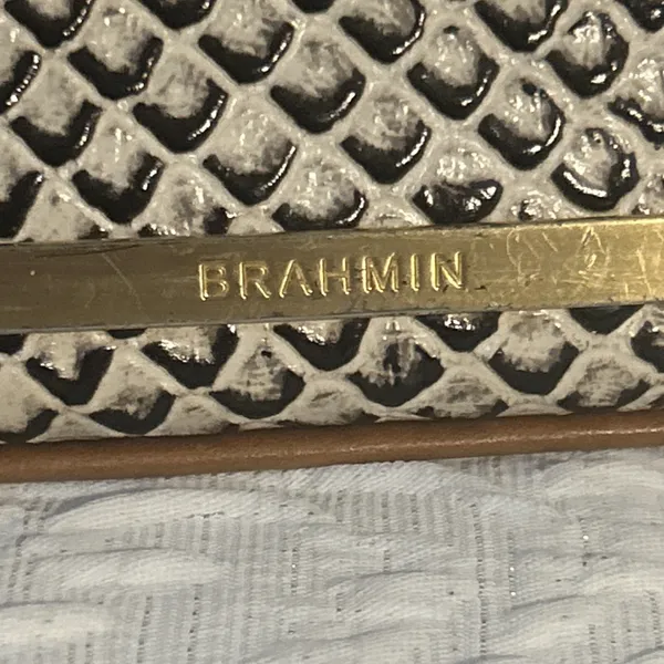 Brahmin Vivian Onyx Java Snake Leather Dome Satchel Bag Rare - Image 3
