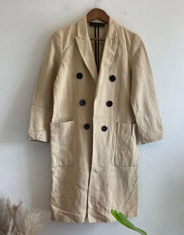 ZARA Women Double Breasted Coat Size M - Image 12