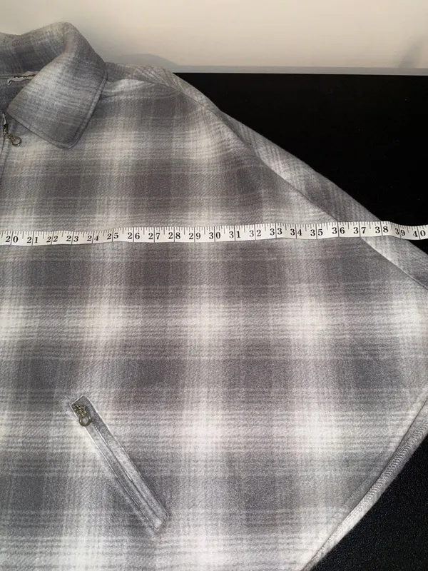 Le Moda Gray White Plaid Zip Up Fleece Jacket Cape - Image 4