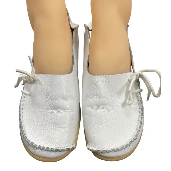 VenusCelia White Leather Flats Size 41 SKU 1176 - Image 2