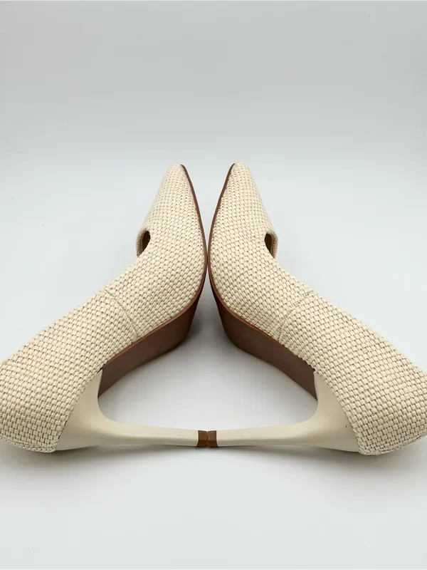 Tahari Cream NIAGRA Vegan Leather 3.75” Woven Upper Stiletto Heels - Image 6