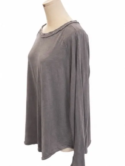 We the Free Gray Oversized Long-Sleeve Tunic Top with Thumbholes Size Medium - Image 2