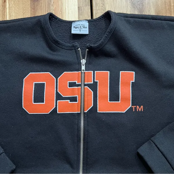 OSU Oregon State Beavers Cropped Zip Sweatshirt Small Black - Image 2