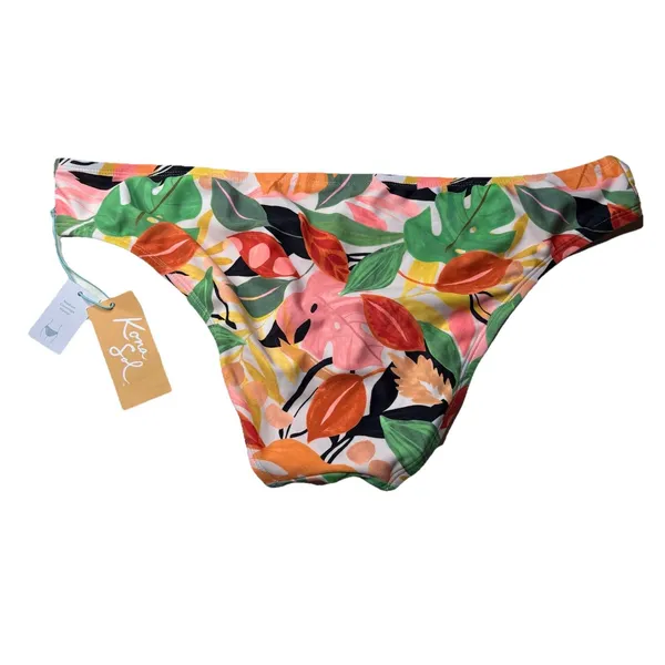 Kona Sol Floral Medium Coverage Hipster Bikini Bottom Size Large New NWT - Image 4