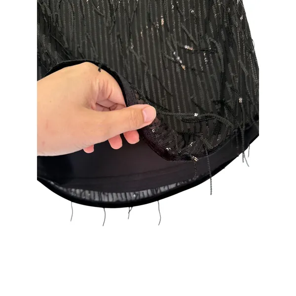 Avec Les‎ Filles Revolve Black Sequin Fringe Mini Skirt Party Size Small NEW - Image 6