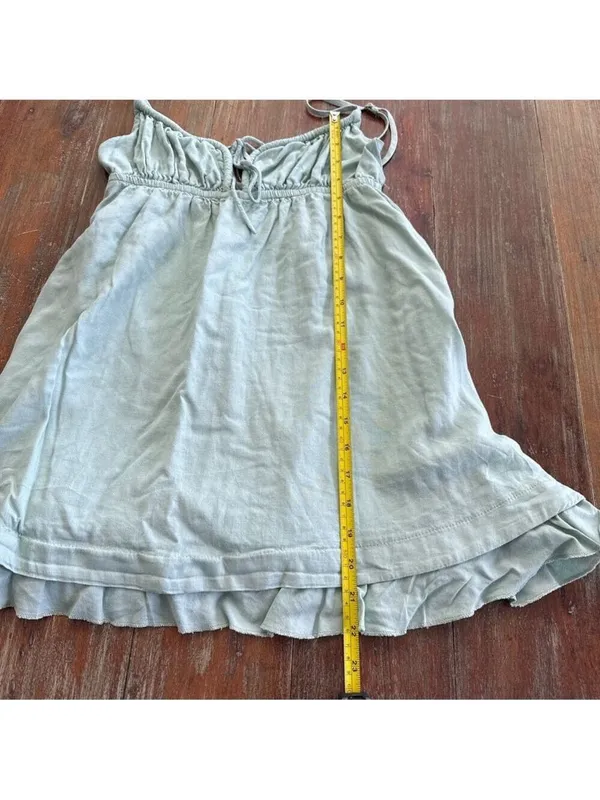 Princess Polly Sage Green Linen Blend Tie-Front Mini Dress - US 4 Festival - Image 9