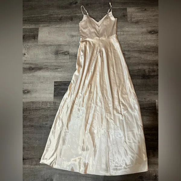 BIRDY GREY Jay Dress in Shiny Satin Champagne - Image 4