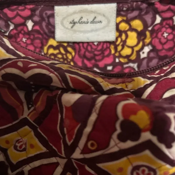 Stephanie Dawn‎ Floral Burgundy Yellow Crossbody Bag Adjustable Strap - Image 5