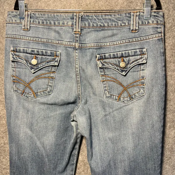 Y2K SO Wear It Declare It Bootcut Jeans‎ Blue Medium Wash Flap Pocket Size 15 - Image 10