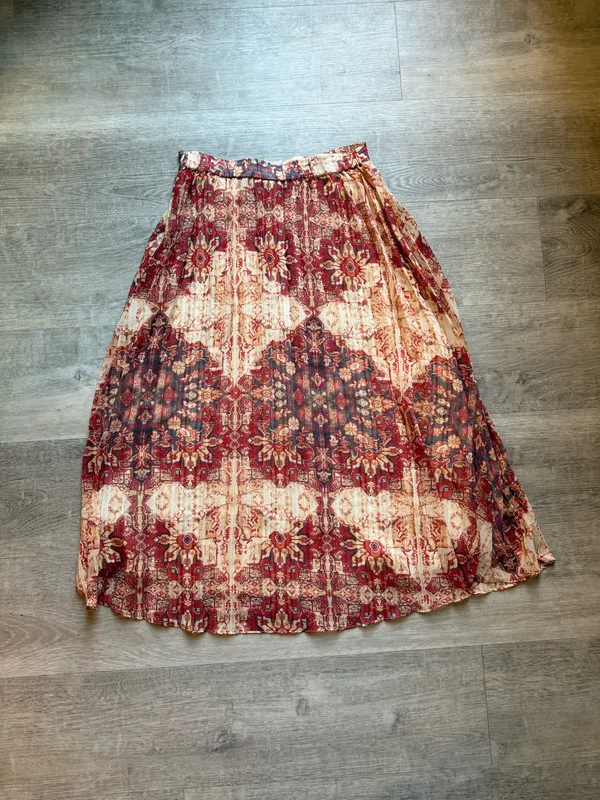 Akemi + Kin Anthropologie Laurel Canyon Pleated Midi Boho Skirt Size XS - Image 8