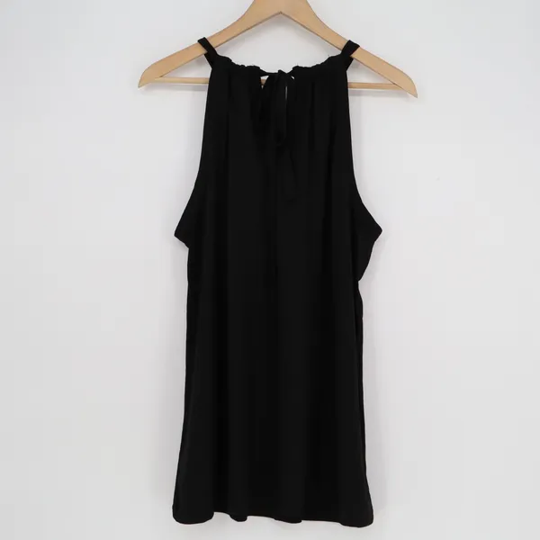 Wiholl Mini Dress Womens XL Black Stretch Pleated Drawstring Neck Sleeveless - Image 5