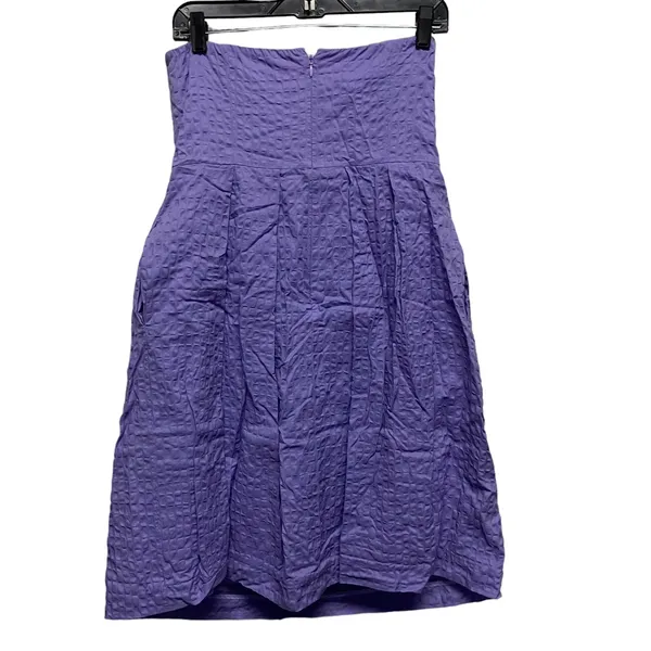 J. CREW Purple Strapless‎ Geometric Women's 10 Textured Cotton w/ Pockets Dress - Image 6