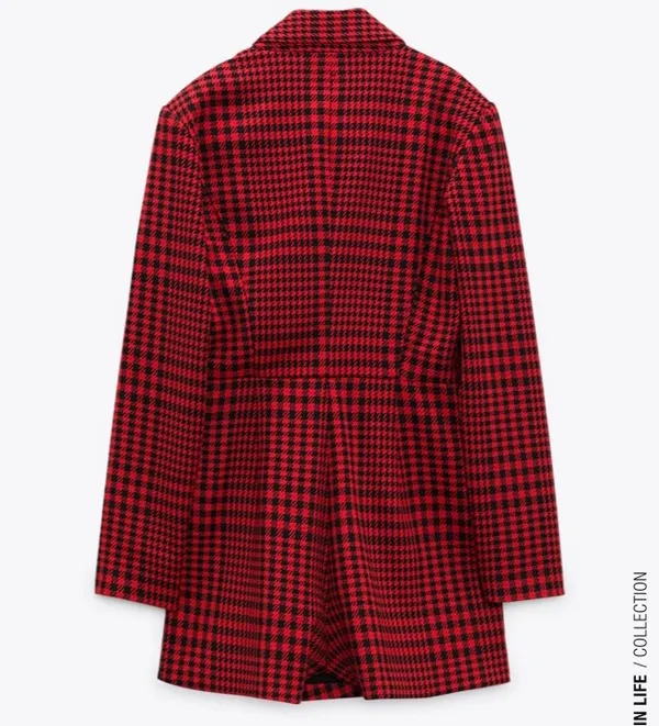 ZARA Red Houndstooth Jumpsuit Dress - Image 10