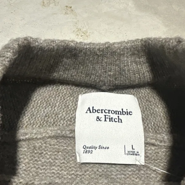 VTG Abercrombie & Fitch Women's Gray Wool Blend Knit Crew Neck Pullover SZ L Y2K - Image 2