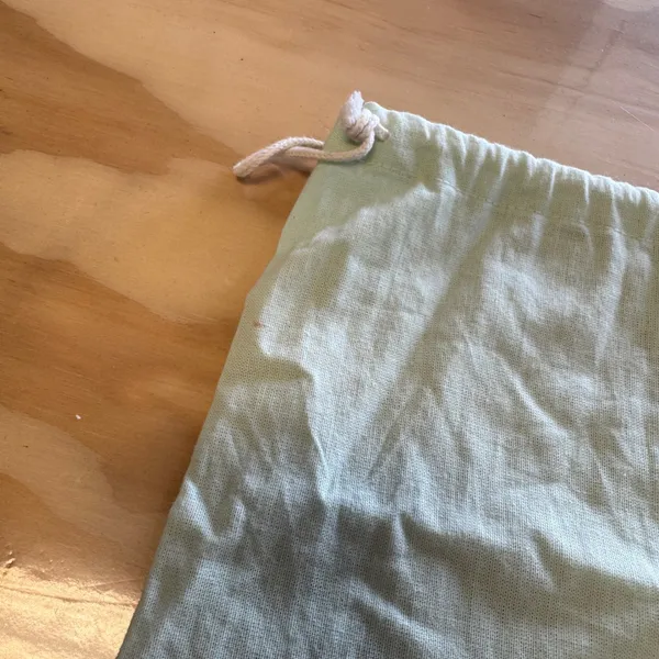 Off-White Light Green Cotton Drawstring Dust Bag Blue Logo 11.5x15.5‎ Travel - Image 6