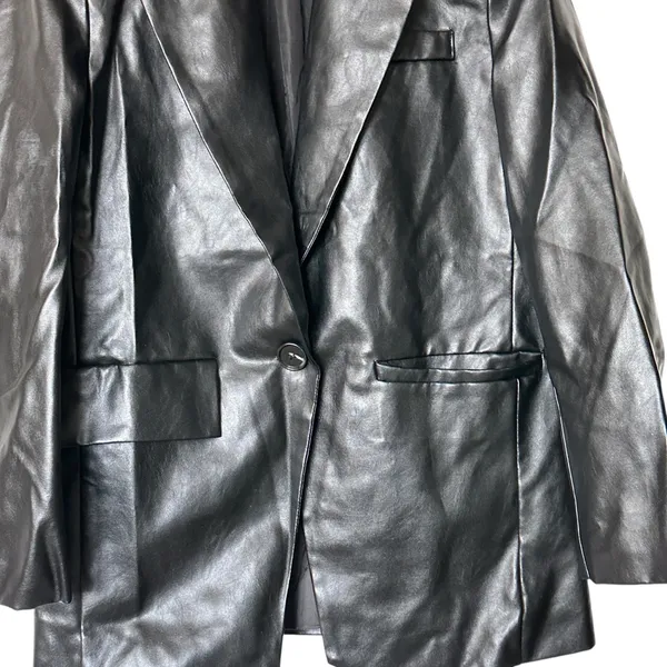 Princess Polly Women's Black faux Leather blazer Jacket M - Image 6