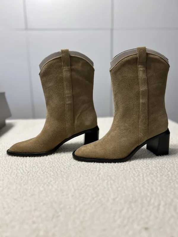Everlane $298 The Outlaw Suede Cowboy Western Boot in Sand Size 6.5M - Image 12