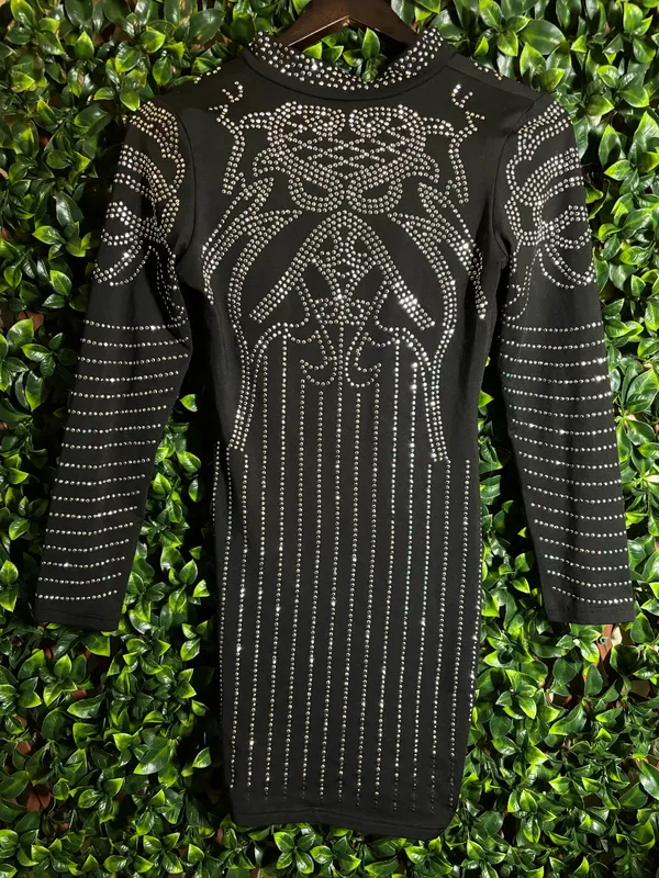 Rhinestone Boutique Dress Size Medium Black - Image 2