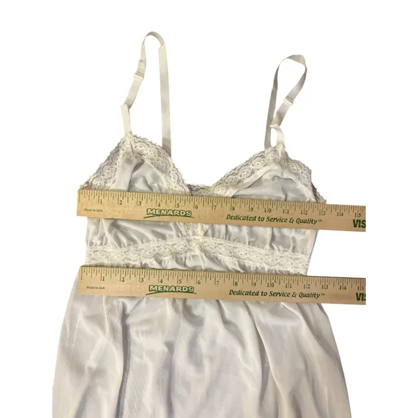 Vintage Mary Jane Full Slip Cream Nylon Lingerie 32 Used - Image 9