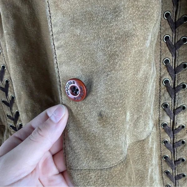 Vintage Wilsons Leather Maxima Brown Suede Trench Coat with Braided Accents - Image 7