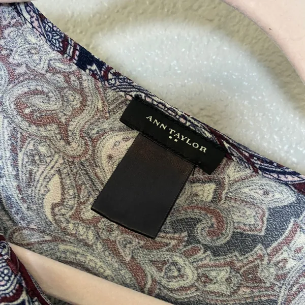 Ann Taylor Dark Feminine Vintage Fairy‎ Grunge Y2K Paisley Boho Blouse L Casual - Image 3