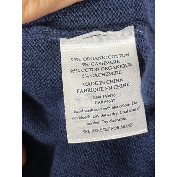 Faherty Navy Organic Cotton Cashmere Jogger Pants Striped Waistband Size Small - Image 6