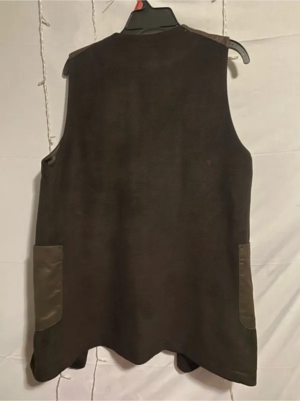 Men's Black Vest Coat with Leather Trim - Image 4