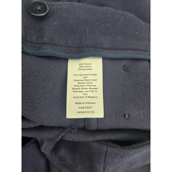Talbots Sailor Pants Womens 14 Wide Leg Cropped Navy Blue Crest Button EUC - Image 6