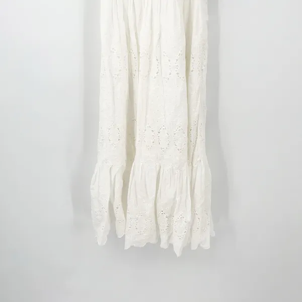 Anthropologie Maeve Womens Boho Beachy Tiered Eyelet Midi Dress‎ Size 0 White - Image 5