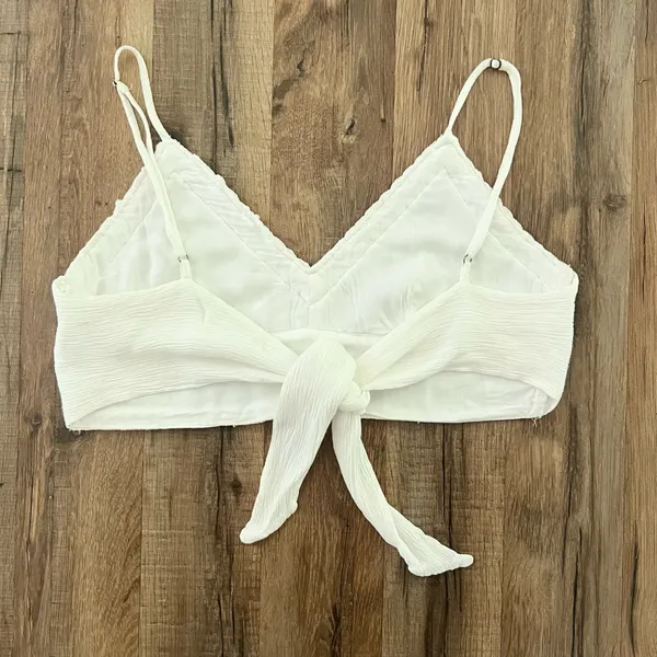 Aeropostale Lace Tie-Back Cropped Cami White   - Image 7