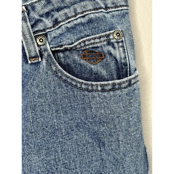 Harley Davidson Jeans Women 10 Blue Straight Leg Embroidered Logo Denim - Image 2