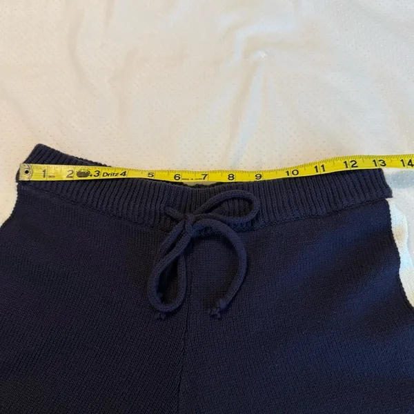Le Lis Dark Blue Knit Sweater Wide Leg Pull On Pants w/ White Side Strip Medium - Image 4