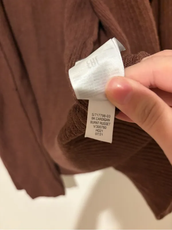 GAP Open-Front Merino Blend Cardigan Sweater Burnt Russet Brown size large - Image 6