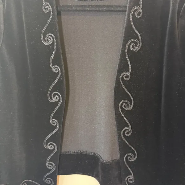 VTG 70's Black Velvet Soutache Embroidered Jacket Cropped Bolero size 18 Goth - Image 4