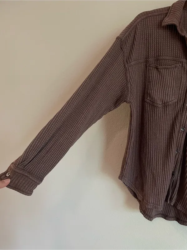Aerie Canyon Sun Anytime Fave Waffle Shirt Oversized Shacket Size XS - Image 4