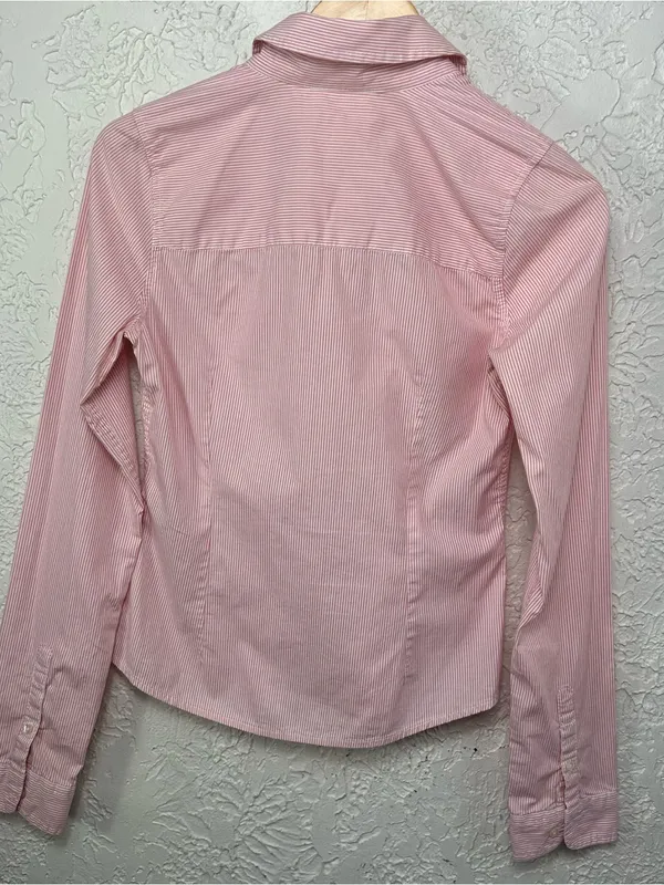 Y2K Hollister Striped Button Down Collared Shirt Preppy Size M - Image 3