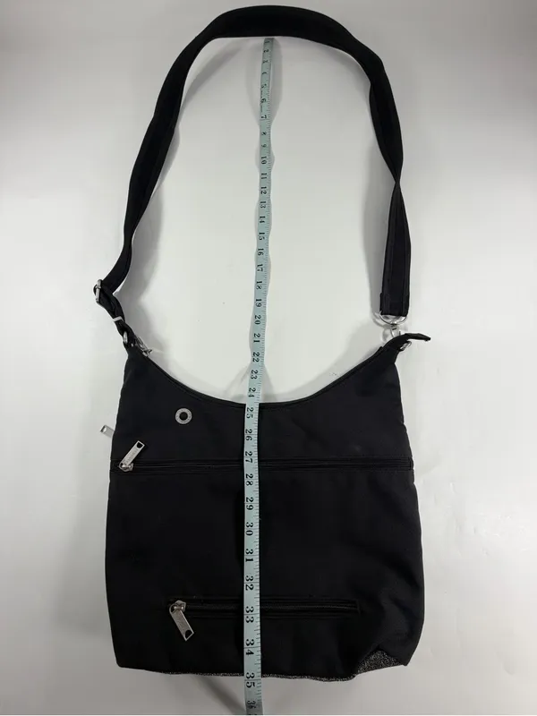Baggallini Convertible Hobo Crossbody Bag Black Gray Travel RFID Wristlet‎ Purse - Image 9