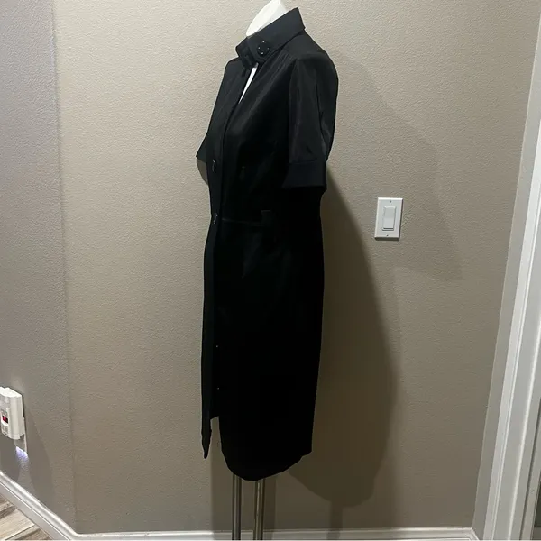 Zara basic black short sleeve button up dress - Image 6