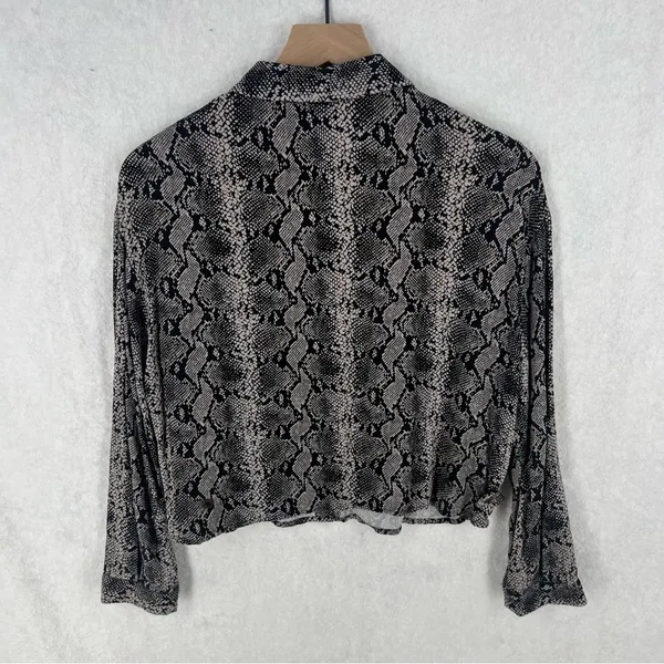 Zara Snake Print Button‎ Front Boxy Long Sleeve Button Up Top - Image 2