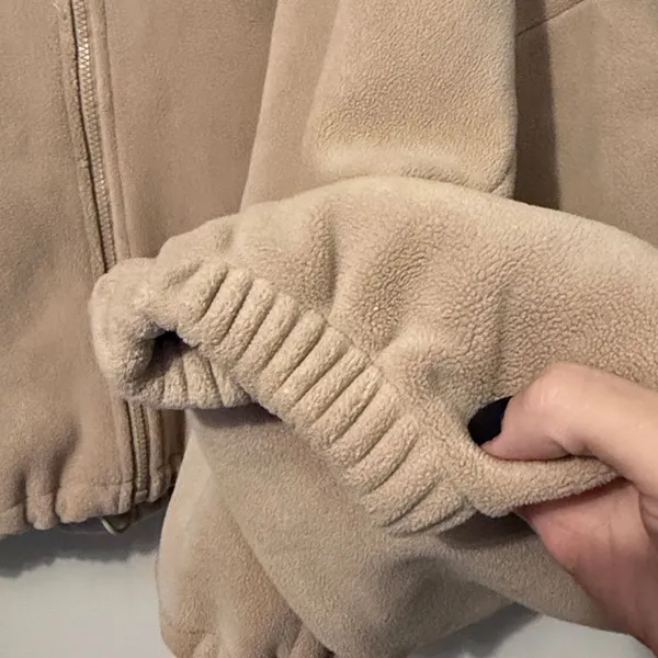 Tan Women's Soft Jacket Fleece Warm Zip Up size medium Minimalist Boho Trendy - Image 5
