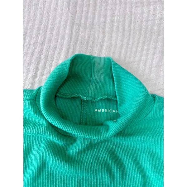 Women's American Eagle Outfitters Green Ribbed Long Sleeve Tee M - Image 5