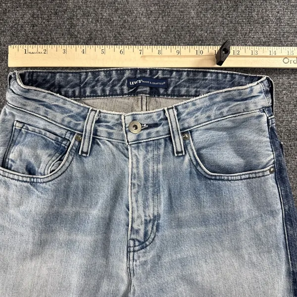Levis Made Crafted Womens Two Tone Side Stripe Straight Leg Jeans 26 Cotton Blue - Image 3