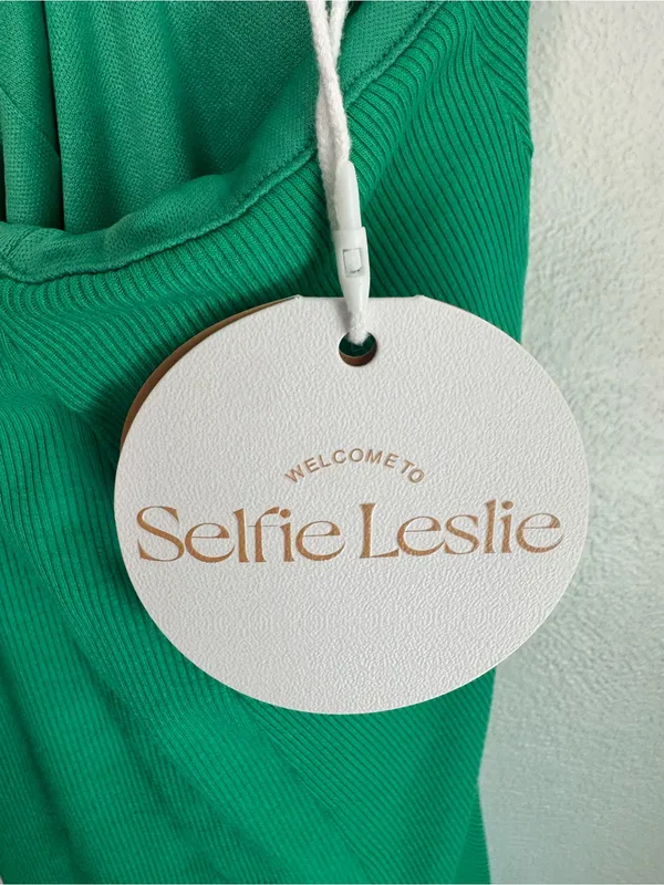 NWT Selfie Leslie Green Square-Neck Ribbed Midi Dress with Side Slit - Image 11