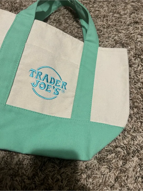 TRADER JOES Mini Canvas Tote Bag Spring 2025 Pastel Green - Image 3