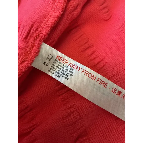 Anthropologie Open Back Tiered Mini Dress Coral Pink Textured Stripe Large - Image 8