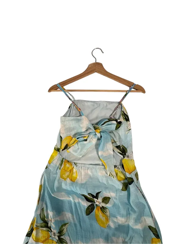 Paper Heart Lemon Amalfi Coast Tie Back Maxi Dress M Italian Summer Resort - Image 6