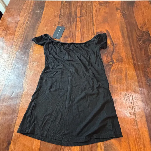 Michael Lauren Parket Black Ribbed Off-the-Shoulder Top Womens Small NWT $68‎ - Image 5