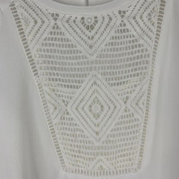 Anthropologie Meadow Rue XS Top Sheer Lace Blouse Short Sleeve Oversized Preppy - Image 4
