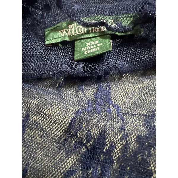 Wild Fable Long Sleeve Mock Turtleneck Lace Shirt Blue Women's XXS - Image 2